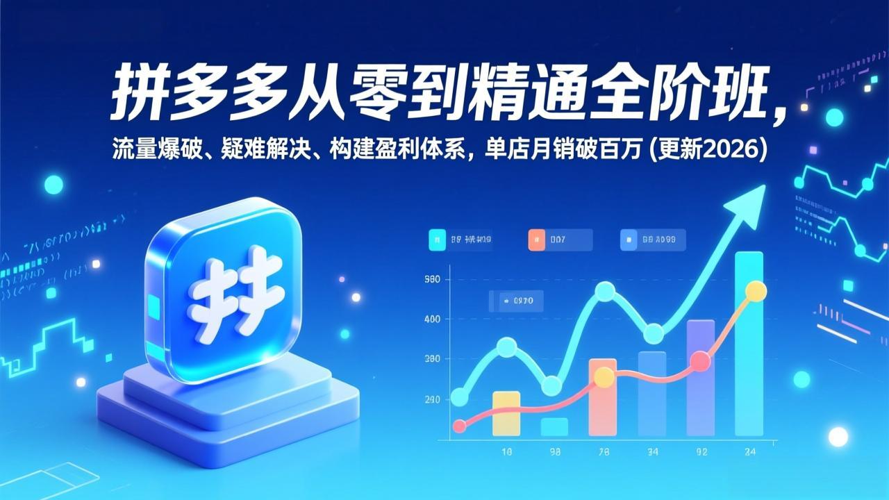 拼多多从零到精通全阶班，流量爆破、疑难解决，构建盈利体系，单店月销破百万(更新2026 - 严选资源大全