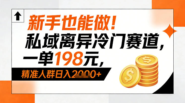 新手也能做！私域离异冷门赛道，一单198，精准人群日入1k+ - 严选资源大全
