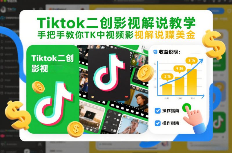 Tiktok二创影视解说教学，手把手教你TK中视频影视解说賺美金(更新26年1月) - 严选资源大全 - 严选资源大全