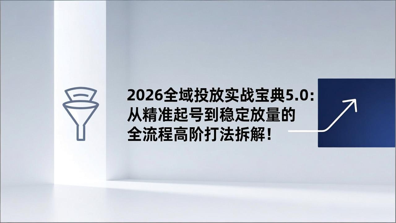2026全域投放实战宝典5.0：从精准起号到稳定放量的全流程高阶打法拆解！ - 严选资源大全