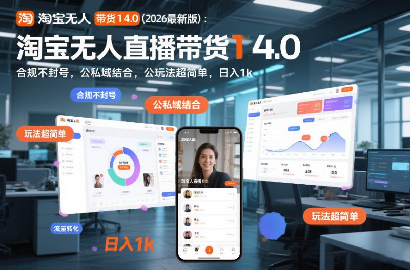 淘宝无人直播带货14.0(2026最新版)：合规不封号，公私域结合，玩法超简单，日入1k+【揭秘】 - 严选资源大全 - 严选资源大全