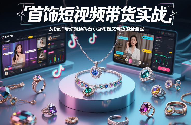 首饰短视频带货实战，从0到1带你跑通抖音小店和图文带货的全流程 - 严选资源大全