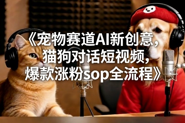 宠物赛道AI新创意,猫狗对话短视频,爆款涨粉sop全流程 - 严选资源大全