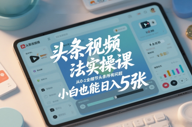 头条视频玩法实操课，从0-1全细节头条所有问题，小白也能日入5张 - 严选资源大全