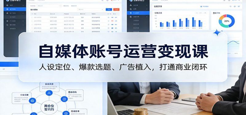 自媒体账号运营变现课：人设定位、爆款选题、广告植入，打通商业闭环 - 严选资源大全 - 严选资源大全