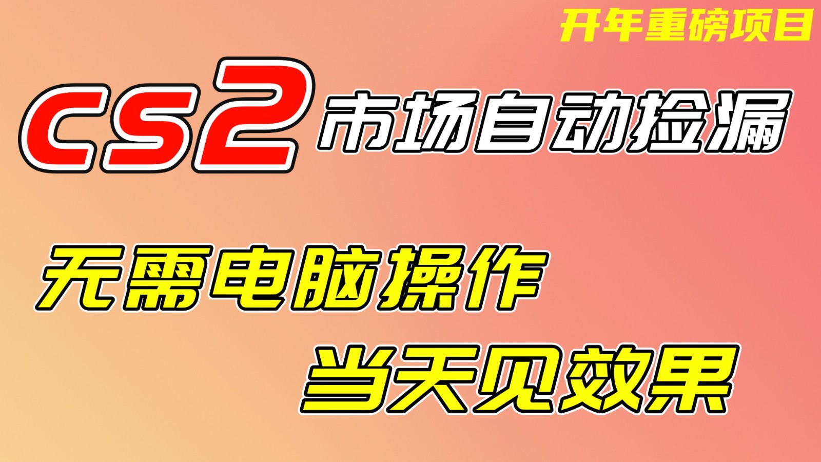 CS2市场挂机项,无需电脑操作,无需进入游戏,当天见效果,支持任何形式验证 - 严选资源大全