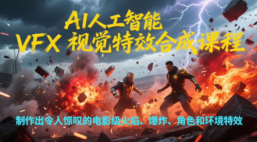 AI人工智能VFX视觉特效合成课程，制作出令人惊叹的电影级火焰、爆炸、角色和环境特效 - 严选资源大全
