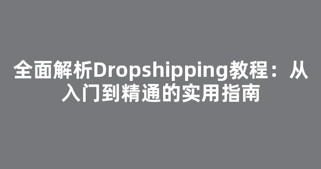 全面解析Dropshipping教程：从入门到精通的实用指南 - 严选资源大全