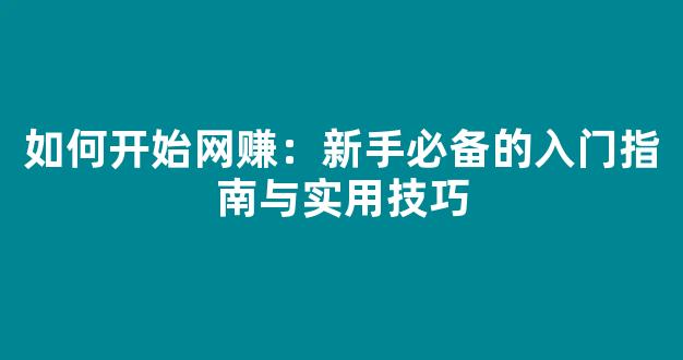 如何开始网赚：新手必备的入门指南与实用技巧 - 严选资源大全