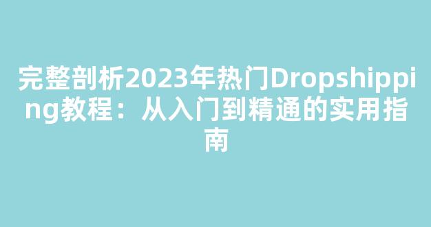 完整剖析2023年热门Dropshipping教程：从入门到精通的实用指南 - 严选资源大全