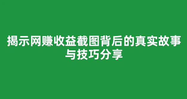 揭示网赚收益截图背后的真实故事与技巧分享 - 严选资源大全
