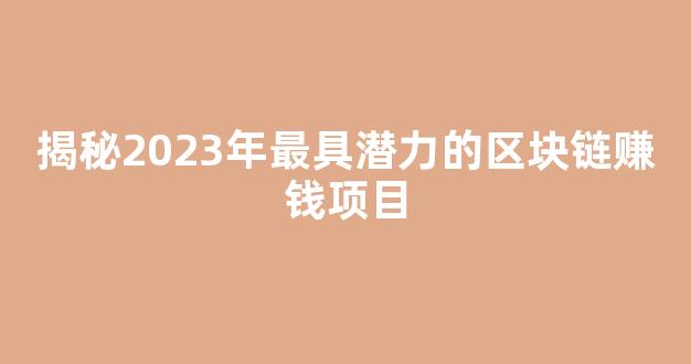 揭秘2023年最具潜力的区块链赚钱项目 - 严选资源大全
