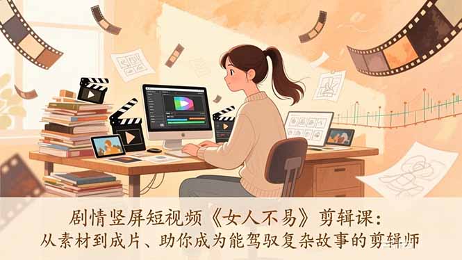 剧情竖屏短视频《女人不易》剪辑课：从素材到成片、助你成为能驾驭复杂故事的剪辑师 - 严选资源大全