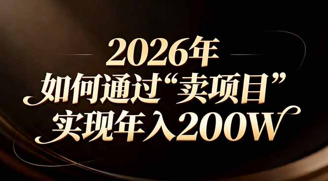 站在2026年的十字路口：一个普通人如何通过卖项目实现年入200万 - 严选资源大全