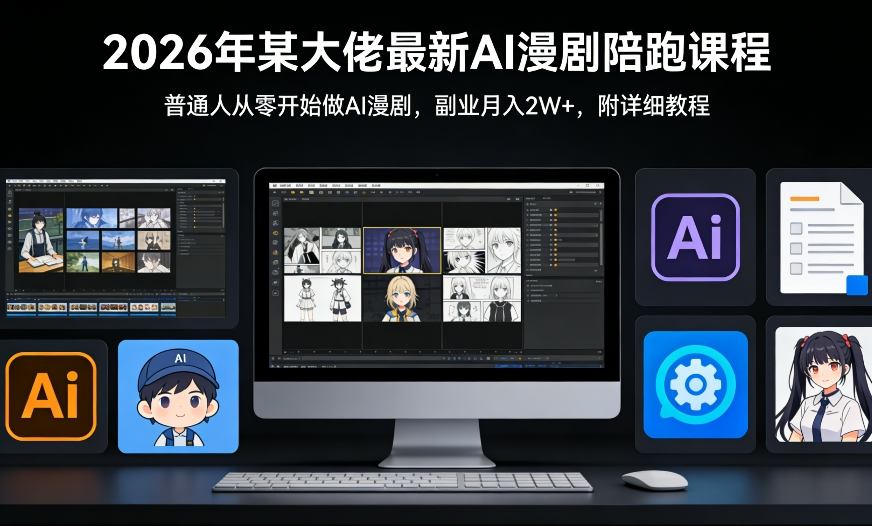 26年某大佬最新Ai漫剧陪跑课程，普通人从零开始做AI漫剧，副业月入2W+ - 严选资源大全