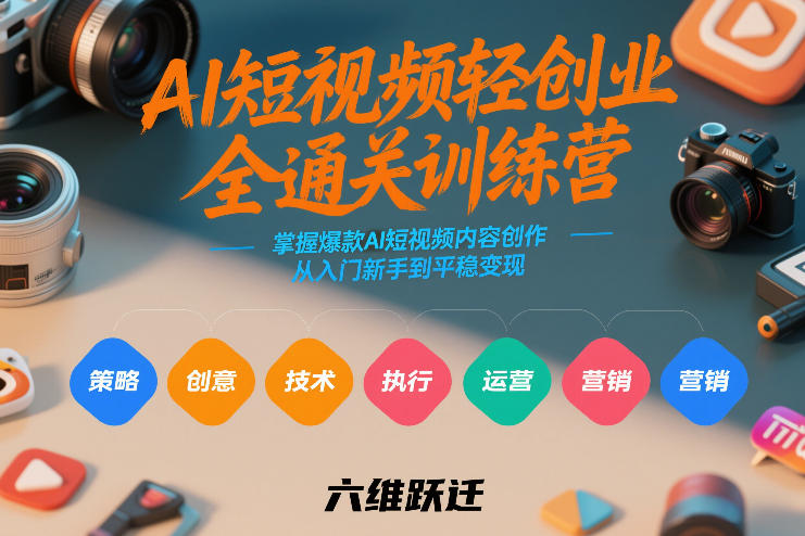 AI短视频轻创业全通关训练营，掌握爆款AI短视频内容创作，从入门新手到平稳变现的六维跃迁 - 严选资源大全