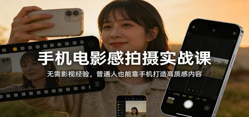手机电影感拍摄实战课：无需影视经验，普通人也能靠手机打造高质感内容 - 严选资源大全 - 严选资源大全