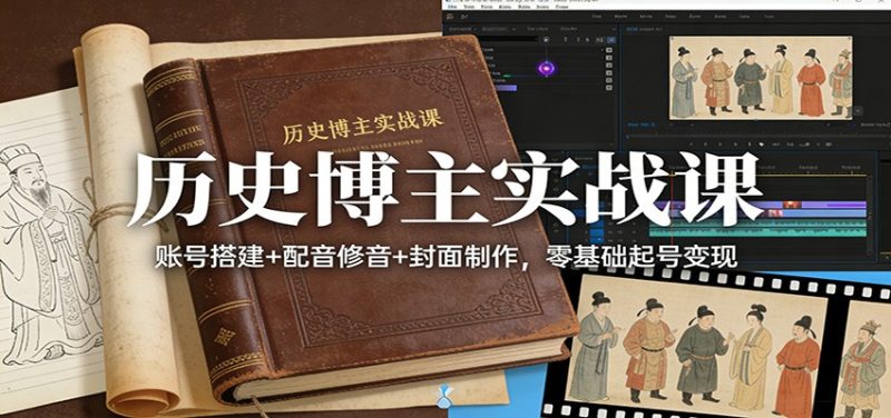 历史博主实战课：账号搭建+配音修音+封面制作，零基础起号变现 - 严选资源大全 - 严选资源大全