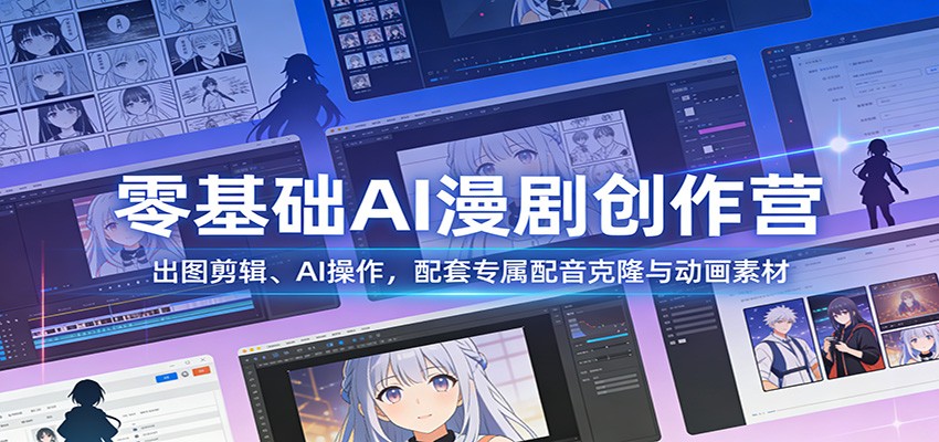 零基础AI漫剧创作营：出图剪辑、AI操作，配套专属配音克隆与动画素材 - 严选资源大全