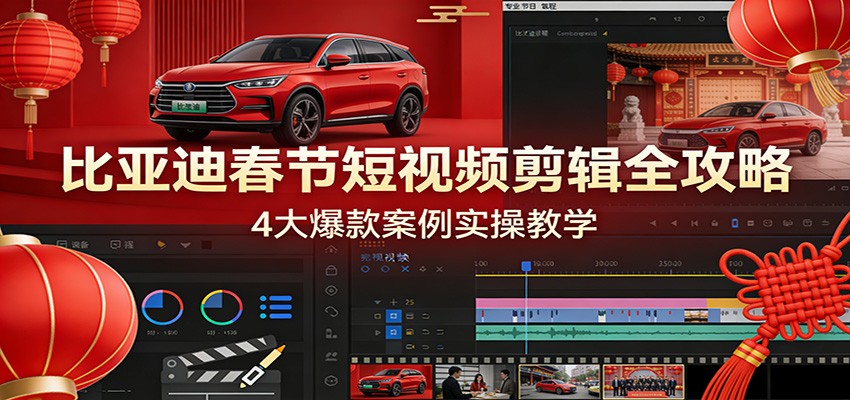 比亚迪春节短视频剪辑全攻略，4大爆款案例实操教学 - 严选资源大全