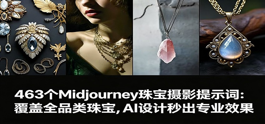 463个Midjourney珠宝摄影提示词：覆盖全品类珠宝，AI设计秒出专业效果 - 严选资源大全