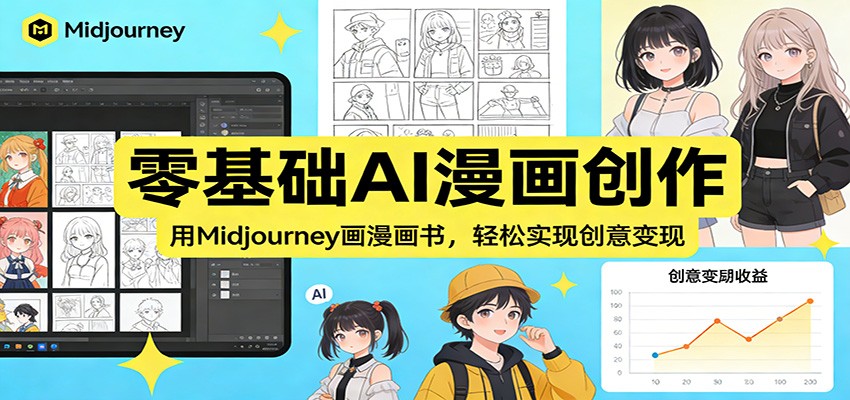 零基础AI漫画创作：用Midjourney画漫画书，轻松实现创意变现 - 严选资源大全