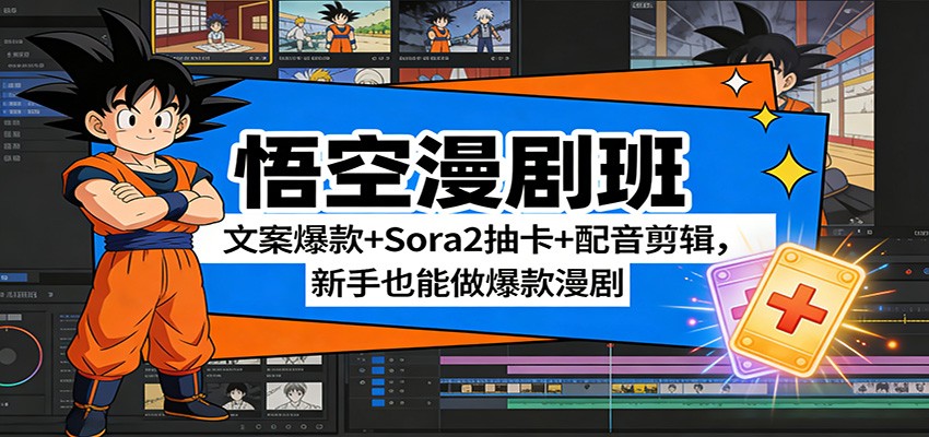 悟空漫剧班：文案爆款+Sora2抽卡+配音剪辑，新手也能做爆款漫剧 - 严选资源大全