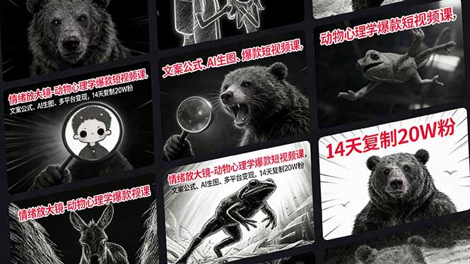情绪放大镜-动物心理学爆款短视频课,文案公式、AI生图、多平台变现,14天复制20W粉 - 严选资源大全