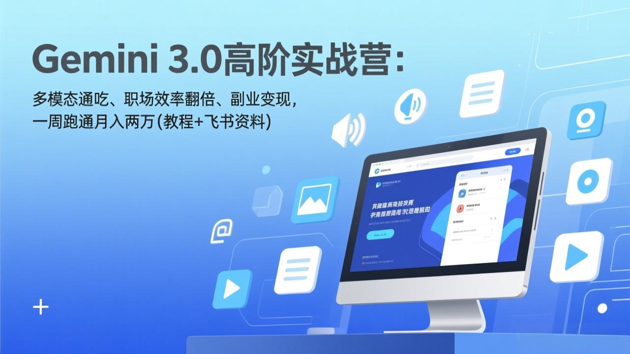 Gemini 3.0高阶实战营：多模态通吃、职场效率翻倍、副业变现，一周跑通月入两万(教程+飞书资料 - 严选资源大全