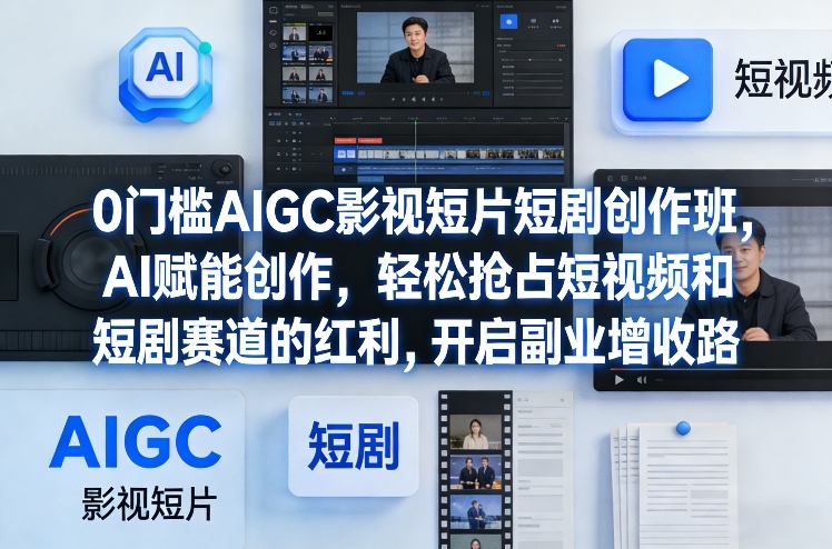 0门槛AIGC影视短片短剧创作班，AI赋能创作，轻松抢占短视频和短剧赛道的红利，开启副业增收路 - 严选资源大全