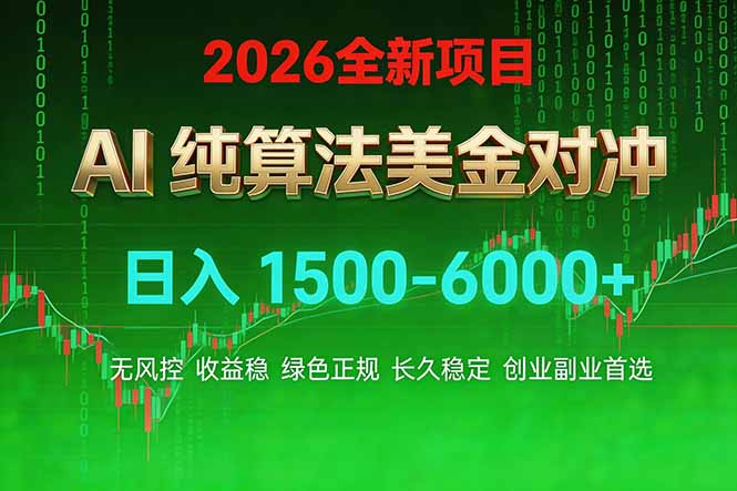 2026 全新美金对冲项目,不套平台赠金,不封号,纯算法对冲,日入 1500-6000+ - 严选资源大全
