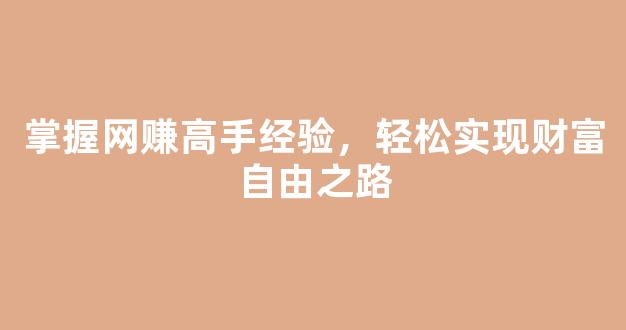 掌握网赚高手经验，轻松实现财富自由之路 - 严选资源大全