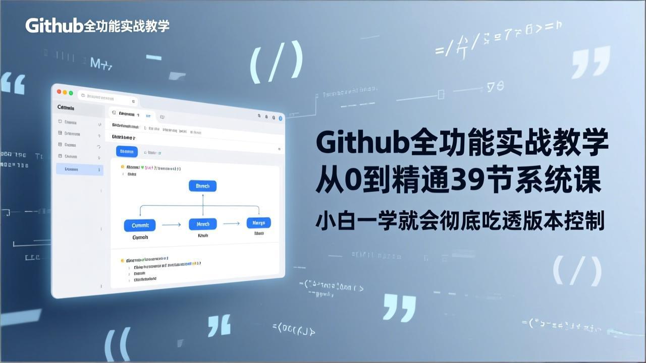GitHub-全功能实战教学，从0到精通39节系统课，小白一学就会彻底吃透版本控制 - 严选资源大全