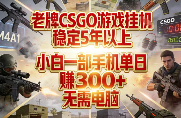 老牌CSGO游戏挂G,稳定5年以上,小白一部手机单日賺3张+,无需电脑【揭秘】 - 严选资源大全