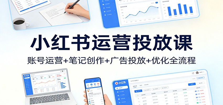 小红书运营投放课：账号运营+笔记创作+广告投放+优化全流程 - 严选资源大全
