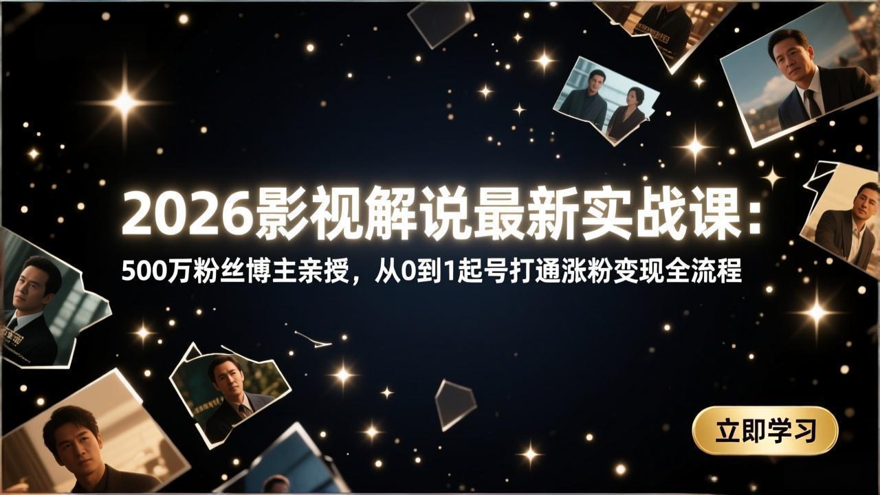 2026影视解说最新实战课：500万粉丝博主亲授，从0到1起号打通涨粉变现全流程 - 严选资源大全