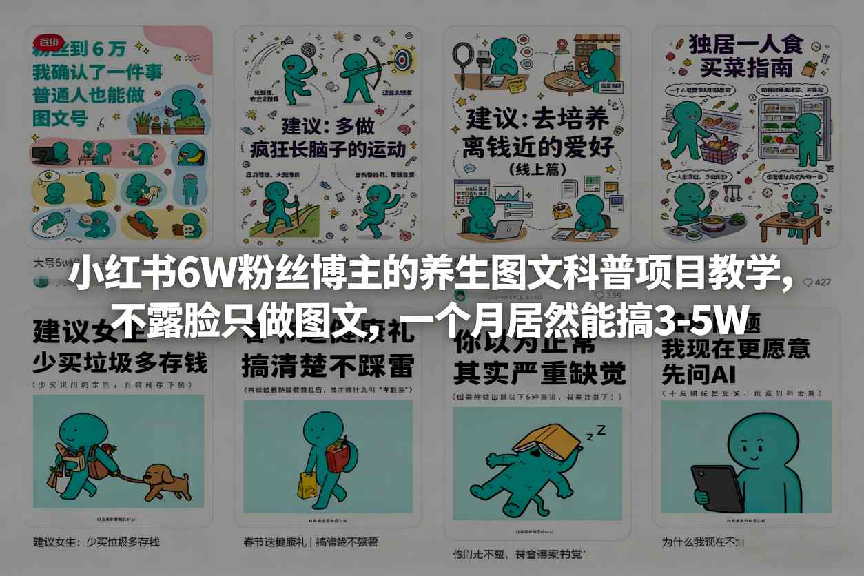 小红书6W粉丝博主的养生图文科普项目教学,不露脸只做图文,一个月居然能搞3-5W - 严选资源大全