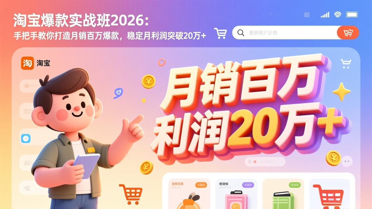 淘宝爆款实战班-2026年3月更新：手把手教你打造月销百万爆款，稳定月利润突破20万+ - 严选资源大全