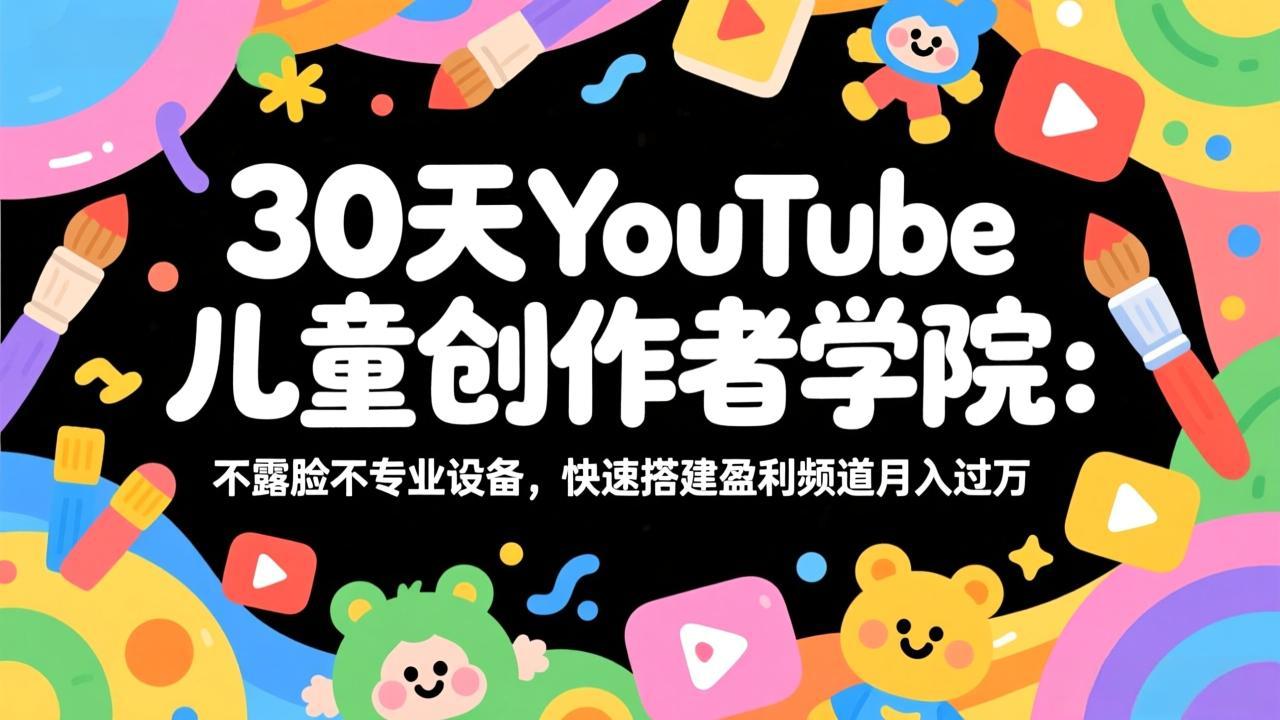 30天YouTube儿童创作者学院：不露脸不专业设备，快速搭建盈利频道月入过万 - 严选资源大全