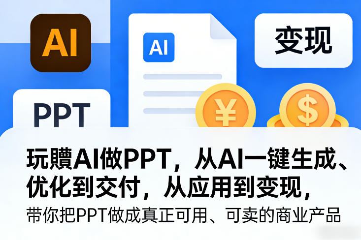 玩賺AI做PPT，从AI一键生成、优化到交付，从应用到变现，带你把PPT做成真正可用、可卖的商业产品 - 严选资源大全