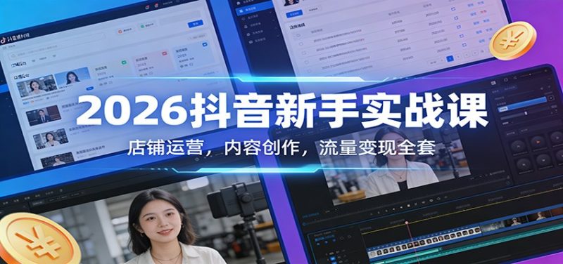 2026抖音新手实战课：店铺运营，内容创作，流量变现全套 - 严选资源大全 - 严选资源大全