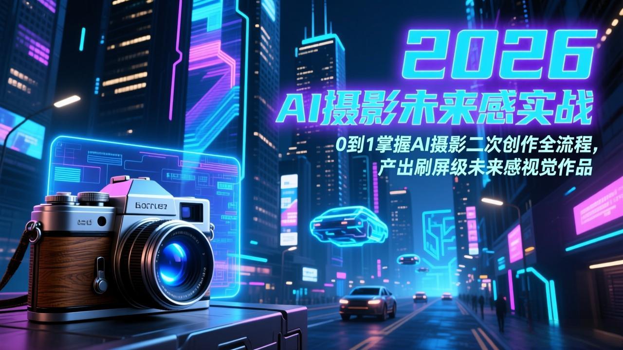 2026 AI摄影未来感实战：0到1掌握AI摄影二次创作全流程，产出刷屏级未来感视觉作品 - 严选资源大全