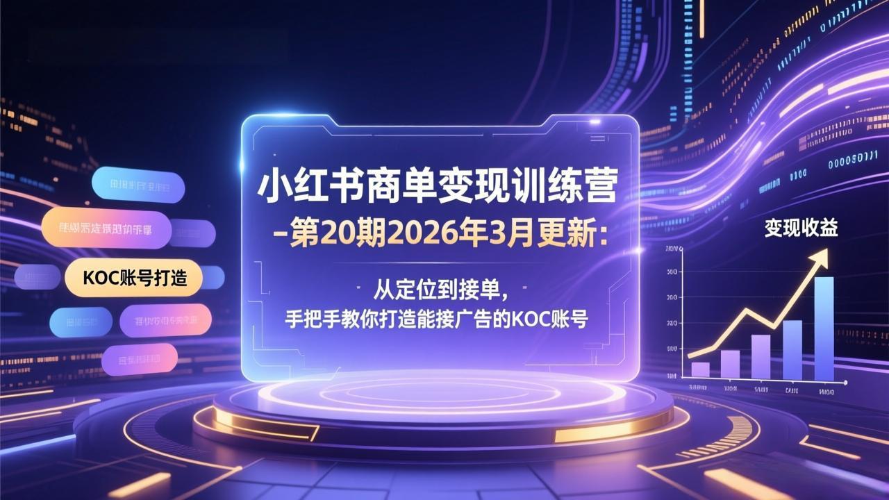 小红书商单变现训练营-第20期26年3月更新：从定位到接单，手把手教你打造能接广告的KOC账号 - 严选资源大全