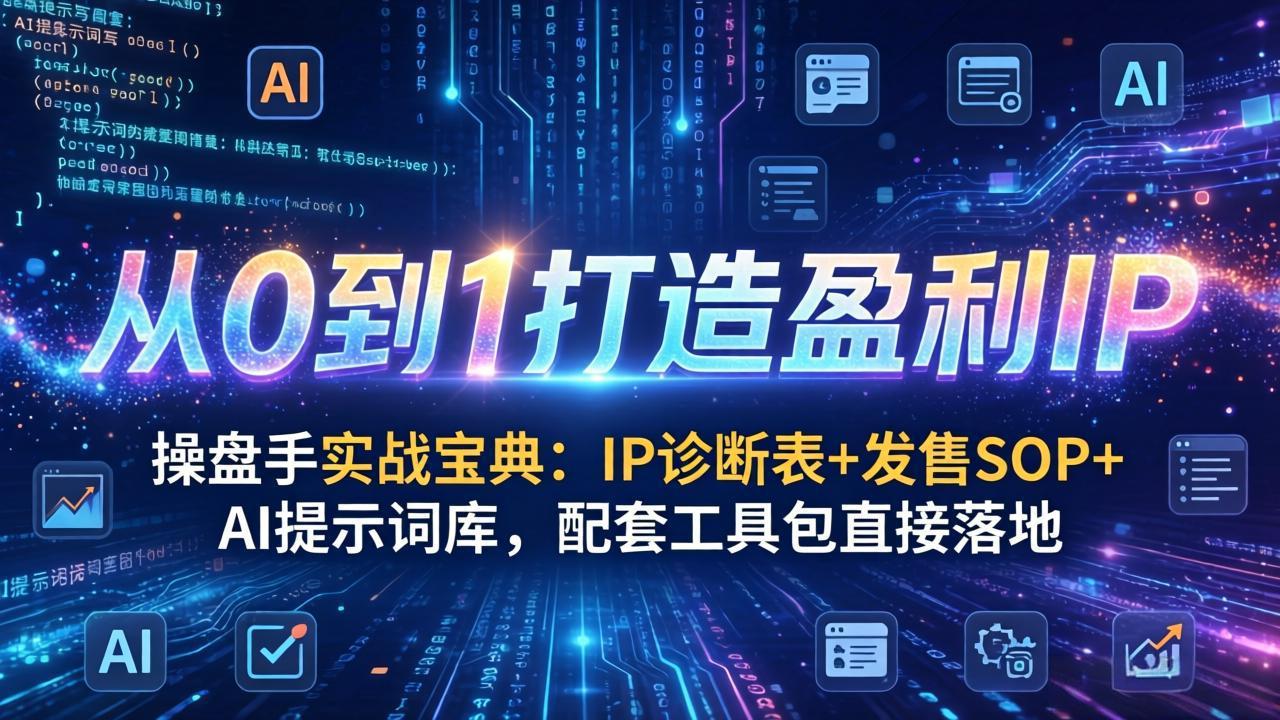 操盘手实战宝典：IP诊断表+发售SOP+AI提示词库，配套工具包直接落地，从0到1打造盈利IP - 严选资源大全