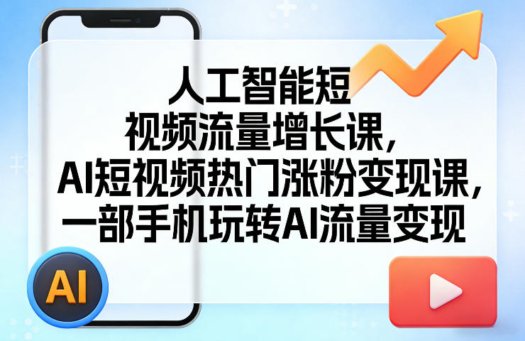 人工智能短视频流量增长课，AI短视频热门涨粉变现课，一部手机玩转AI流量变现 - 严选资源大全