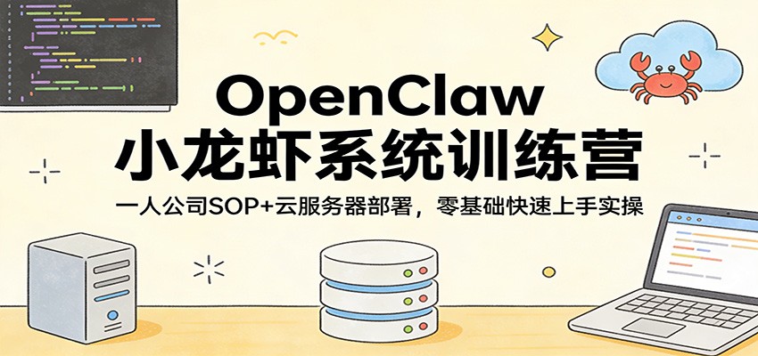 OpenClaw小龙虾系统训练营：一人公司SOP，云服务器部署，零基础快速上手实操 - 严选资源大全