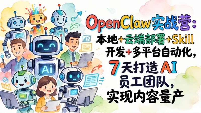 OpenClaw实战营:本地+云端部署+Skill开发+多平台自动化,7 天打造 AI 员工团队,实现内容量产 - 严选资源大全 - 严选资源大全