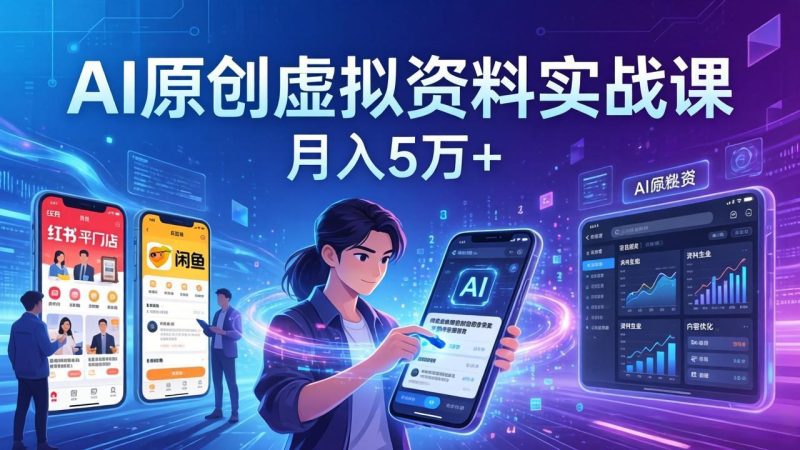 AI原创虚拟资料实战课:2026新机会,小红书闲鱼开店,普通人用AI轻松变现,月入5万+ - 严选资源大全 - 严选资源大全