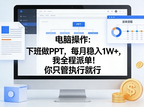 电脑操作：下班做PPT，每月稳入1W+，我全程派单！你只管执行就行【揭秘】 - 严选资源大全