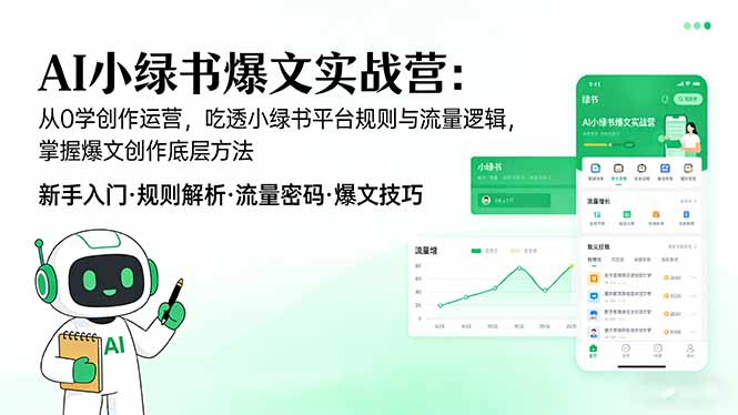 AI 小绿书爆文实战营：从0学创作运营，吃透小绿书平台规则与流量逻辑，掌握爆文创作底层方法 - 严选资源大全